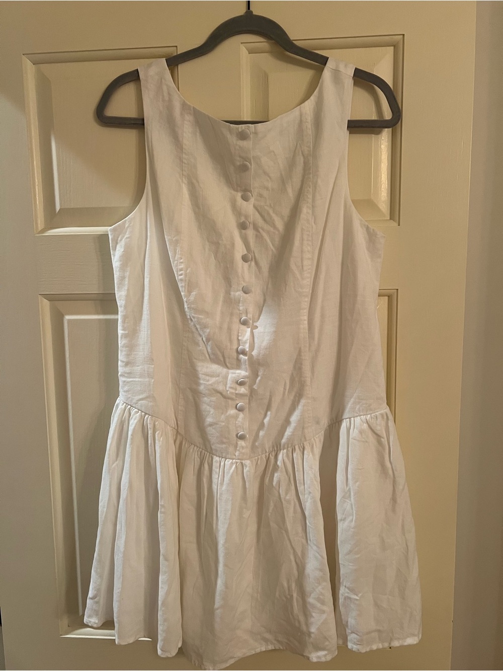 Wild fable White Sleeveless Button-Front Drop-Waist Mini Dress - Size L